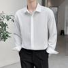 Korean Long Sleeve Shirt Men Fashion Loose Business Casual White Shirt Men's Button Design Top Large Comfortable Shirt