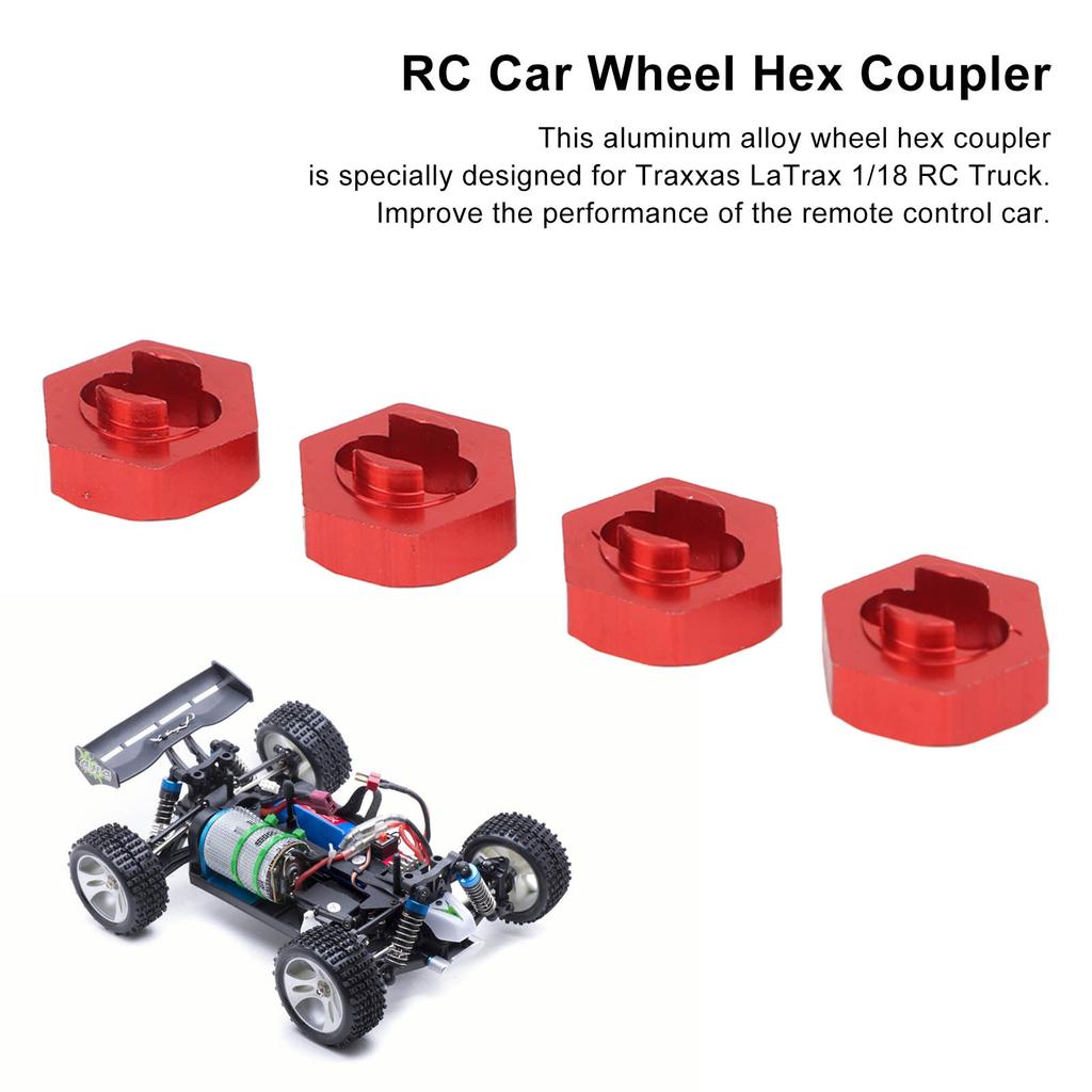 4PCS Wheel Hex Hub Adapter Aluminum Alloy Wheel Hex Coupler for LaTrax Teton 1Celsius18 RC Truck