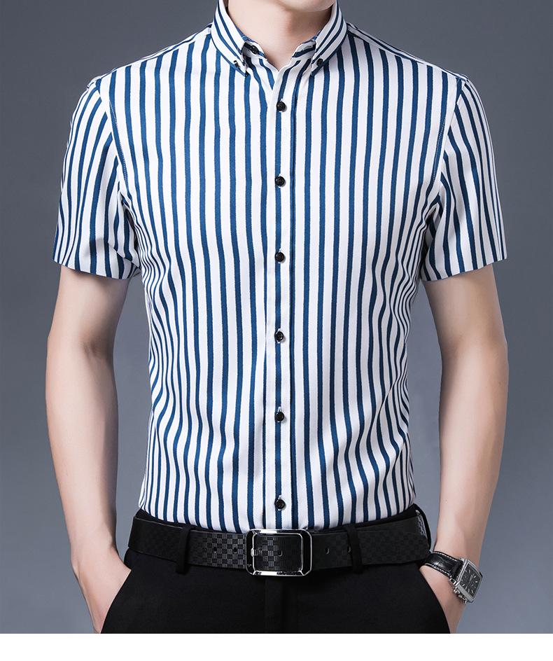 Мужская стрейчевая деловая рубашка: Полосатый с длинным или коротким рукавом, коллекция весна/лето