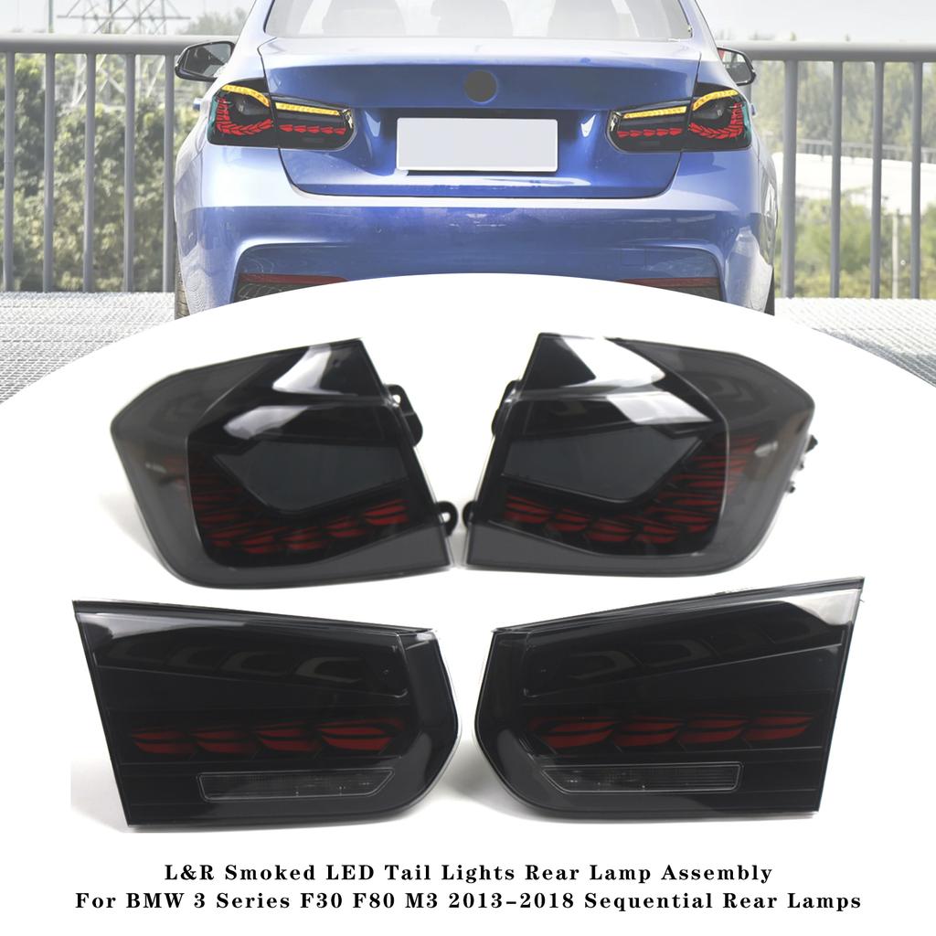 L&R Smoked LED Tail Lights Rear Lamp Assembly For BMW 3 F30 F80 M3 2013-2018
