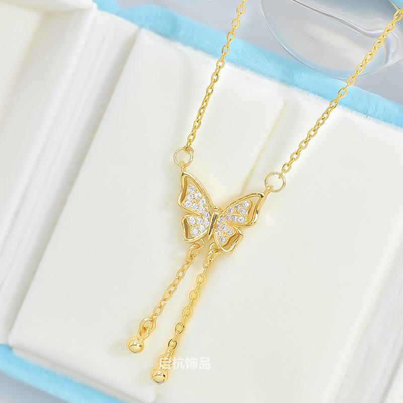 Ожерелье Merry Su с бабочкой Женское Легкая роскошь Простое Темпераментное Универсальное Подвеска с микроинкрустацией