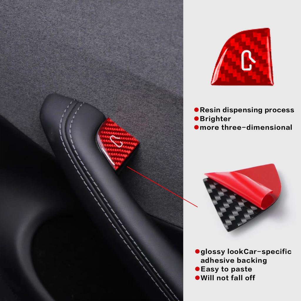 For Tesla Model Y 2019-2025 Juniper Model 3 Highland 2024 Car Carbon Fiber Interior Door Switch Button Trim Stickers Accessories