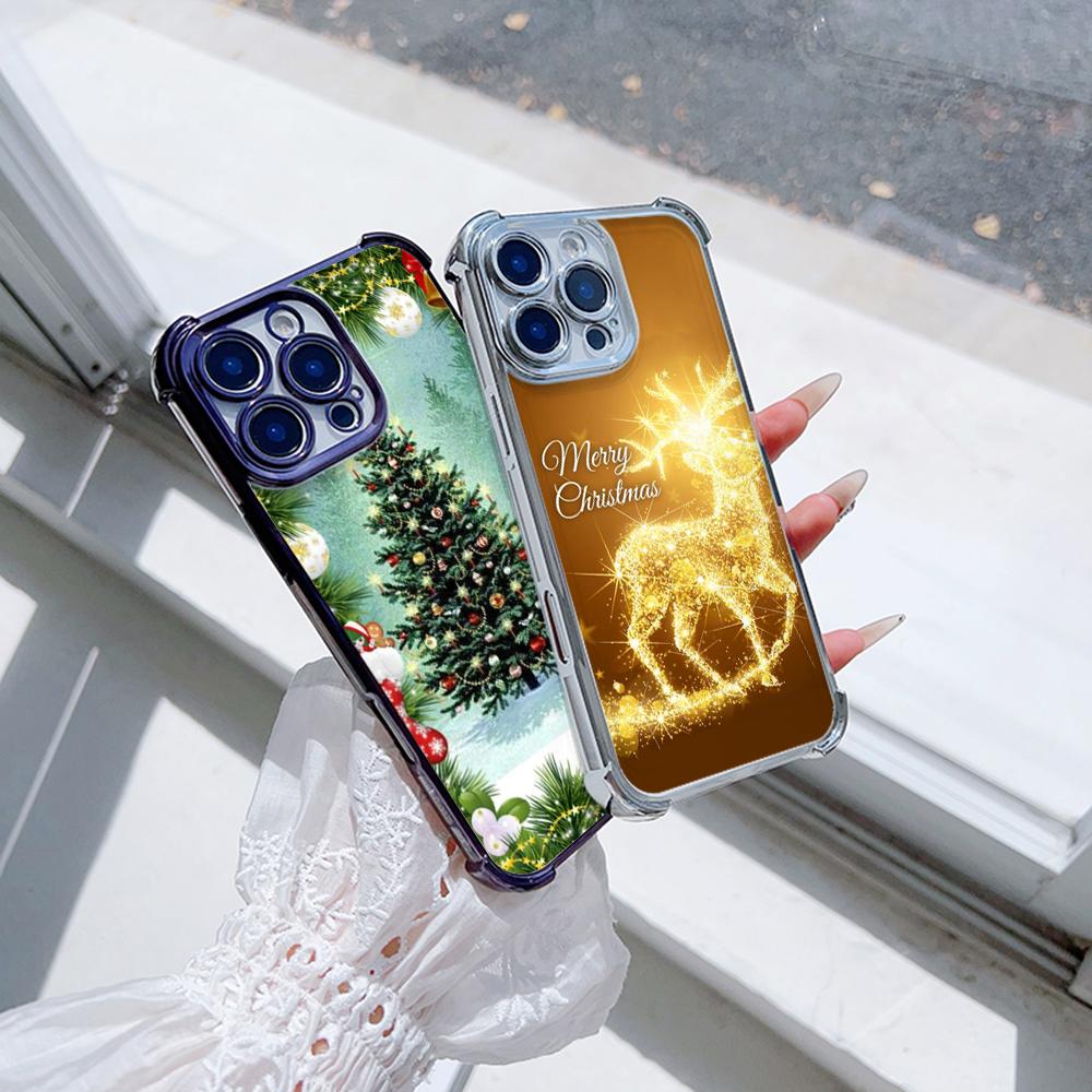 Чехлы для телефонов Ae121 Merry Christmas Santa design art из гальванизированного ТПУ для Samsung A54 A12 A14 S23 S24 Ultra A55 A15 S21 FE с четырьмя углами защиты