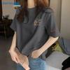 Jeanswest 2026 Летняя женская свободная футболка из чистого хлопка с коротким рукавом