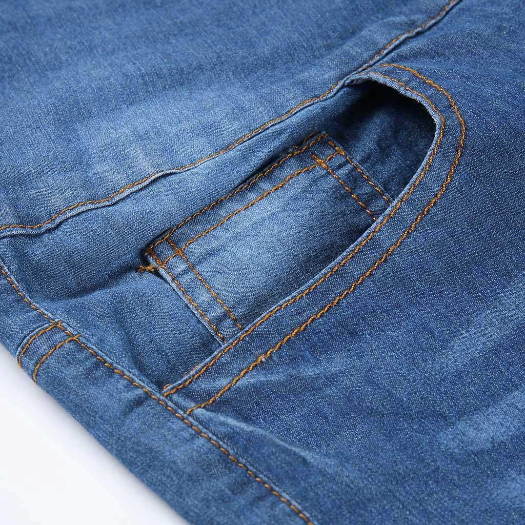 Women  Elastic ButtoPlus Loose Hole Denim Casual Small Feet Cropped Jeans