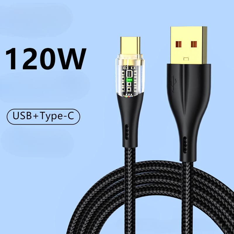 120 Вт 6A USB-кабель типа C Шнур для сверхбыстрой зарядки данных для Xiaomi 14 Samsung Huawei Type-c Зарядный шнур