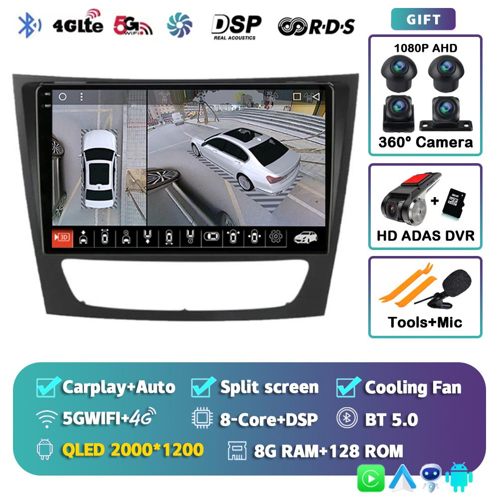 Android 14 Carplay автомобильное радио для Benz E-класса W211 E200 E220 E300 E350 E240 E270 E280 CLS CLASS W219 мультимедийный плеер стерео BT
