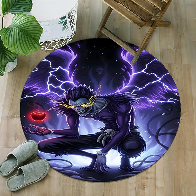 1pc D-Death Note Carpet, Round Rug, Comfortable, Suitable for Entryways, Living Rooms, Office, And Bedrooms, Christmas Decoration