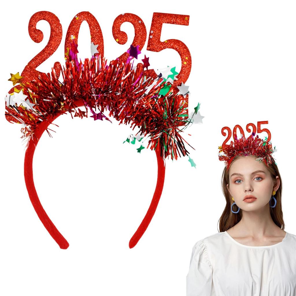 Повязка на голову в канун Нового года 2025 года - Рождественская повязка на голову - Праздничная вечеринка, нарядная повязка на голову, украшения в виде звезд - Празднование Нового года