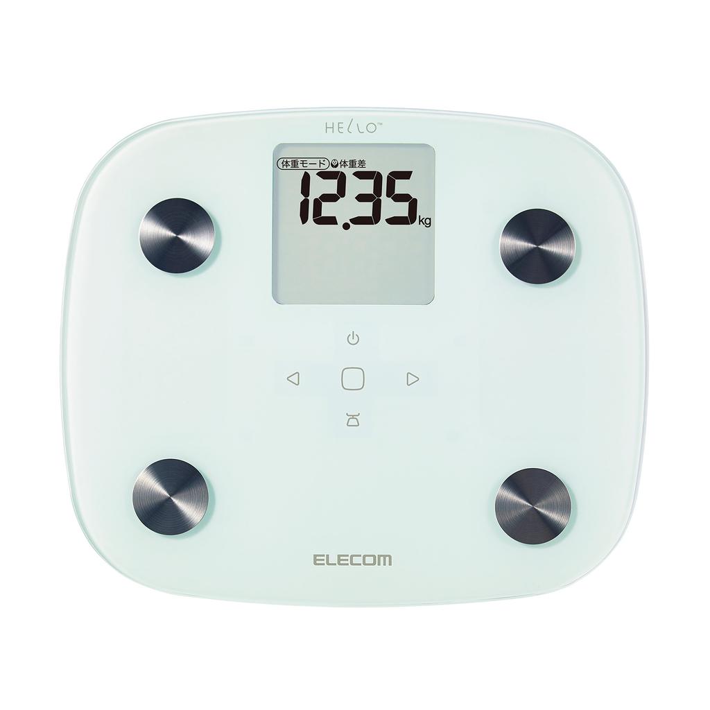 ELECOM Body Composition Monitor Compact Measure Body Fat Visceral Fat Skeletal Muscle Bone and Basal White [Can Weight, Percentage, Level, BMI,