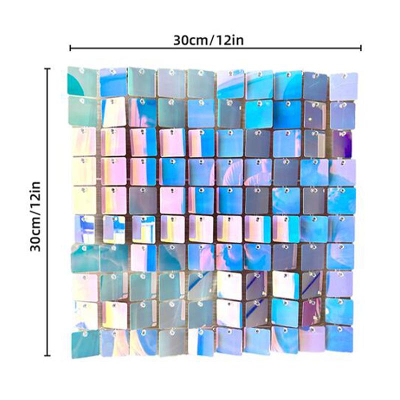 12 шт. Лазерные блестящие мерцающие стеновые панели с пайетками, занавес из пайеток, украшение стены для фона сцены на день рождения, блестящий фон 30x30 см