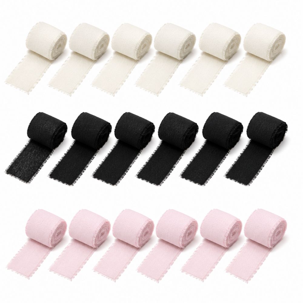 6pcs Pure Color Chiffon Ribbon 4cm Width Wedding Ribbon Soft Frayed Edge Ribbon Bouquet Decoration