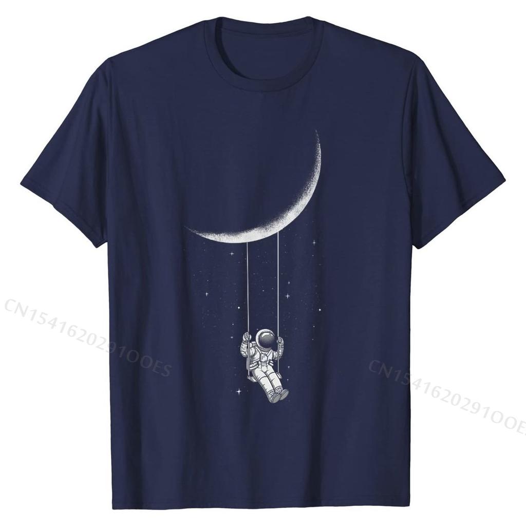 Moon Swing Astronaut Stars Space Man Funny T-Shirt Tops T Shirt Brand New Custom Cotton Men Tshirts Custom