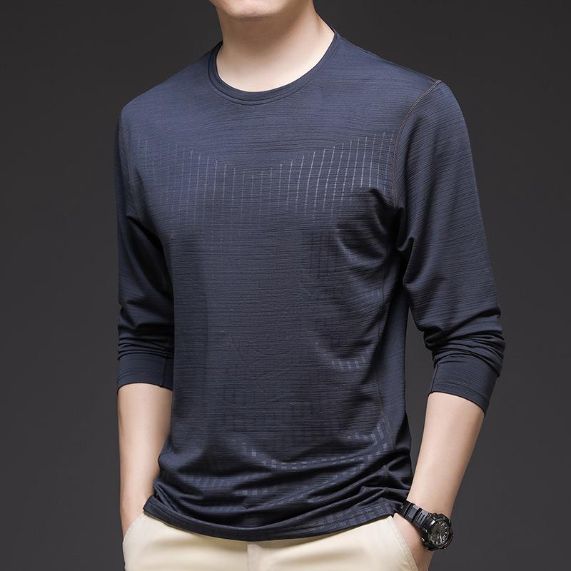 New Spring and Autumn Tops Thin T-shirt Youth Slim Sportswear Round Neck Long Sleeve T-shirt Top