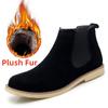 Shoes Man Winter Men Ankle Chelsea Boots New Fashion Casual  Male Shoes Cow Suede Leather Slip Ons Plush Warm Man Snow Boots