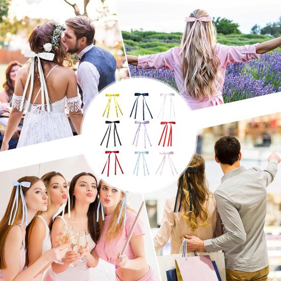 Заколка для волос для девочки, длинная лента, бант, декор, заколка для волос, декоративная заколка для волос на затылок, металлические шпильки, аксессуары для волос на День святого Валентина