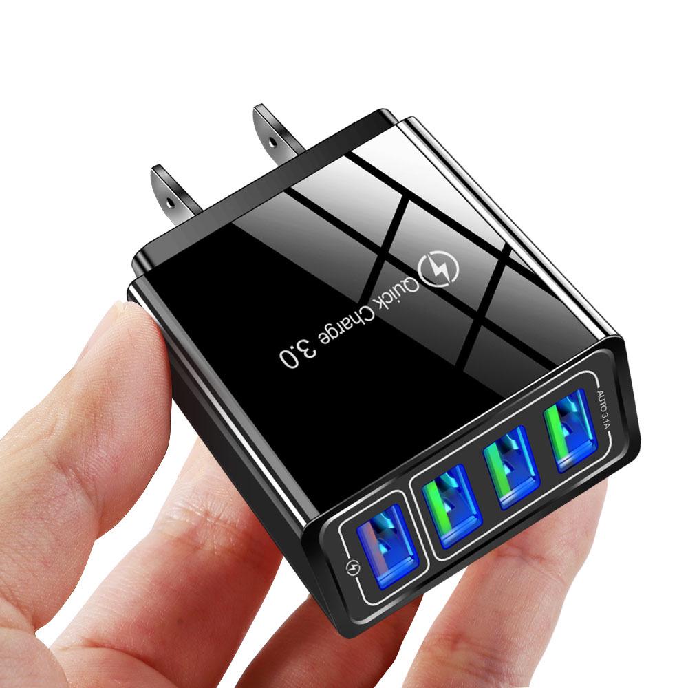 Быстрое USB-зарядное устройство на 4 порта с QC3.0, умный дорожный адаптер 4,1 А