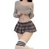 Cosplay JK Sexy High School Girl Uniform Sailor Suit Mini Skirt Long Sleeve Sweater Knit JK Erotic Extreme Sexy Sexy Lingerie Underwear Cute Cute