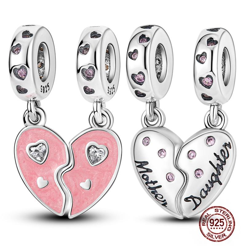 Медные Шармы Большая Любовь Мама Семья Сестра Розовое Сердце Тюльпан Бусины Ча Подходят для Оригинального Браслета Сделай Сам Ювелирный Подарок на День Матери