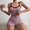 Summer Solid Pajamas Set for Women Homewear Slim Sexy Lace Splicing Sling Crop Tops and Shorts 2 Pieces Suit Short Sleepwear