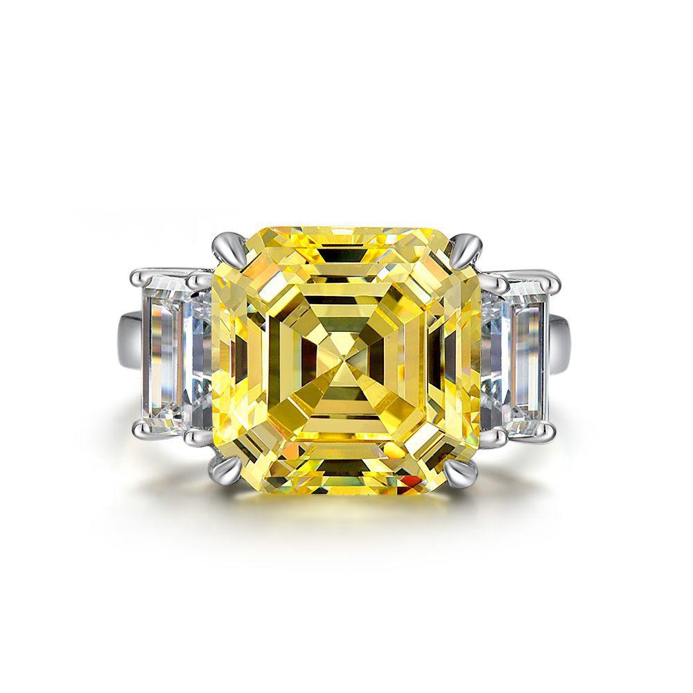 Tancise 12*12 Artificial ZirconS925 Sterling Silver Women's Jewelry Ring Luxury Temperament High Sense Wedding Ring