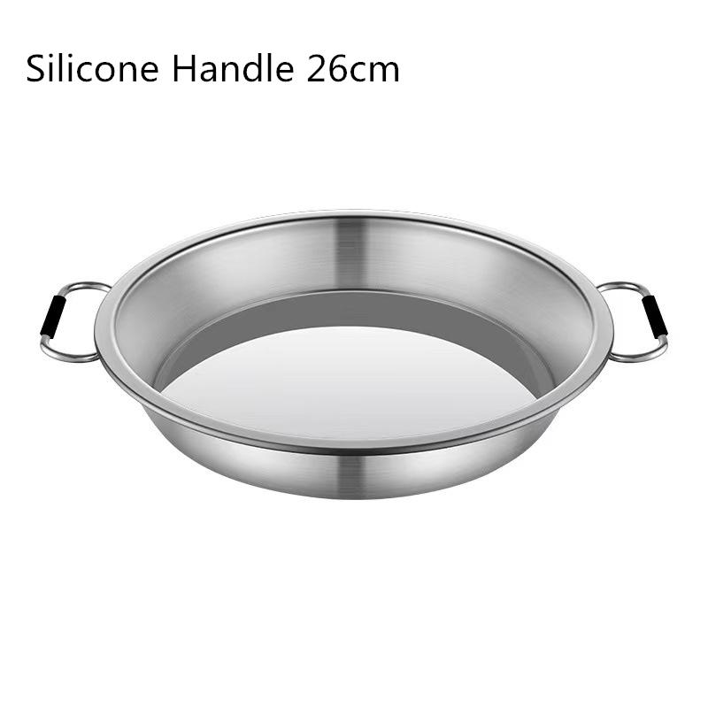 Поднос для хранения продуктов из нержавеющей стали с ручкой, круглые плоские сервировочные тарелки, салатницы, закуски, фруктовые блюда, кухонные органайзеры