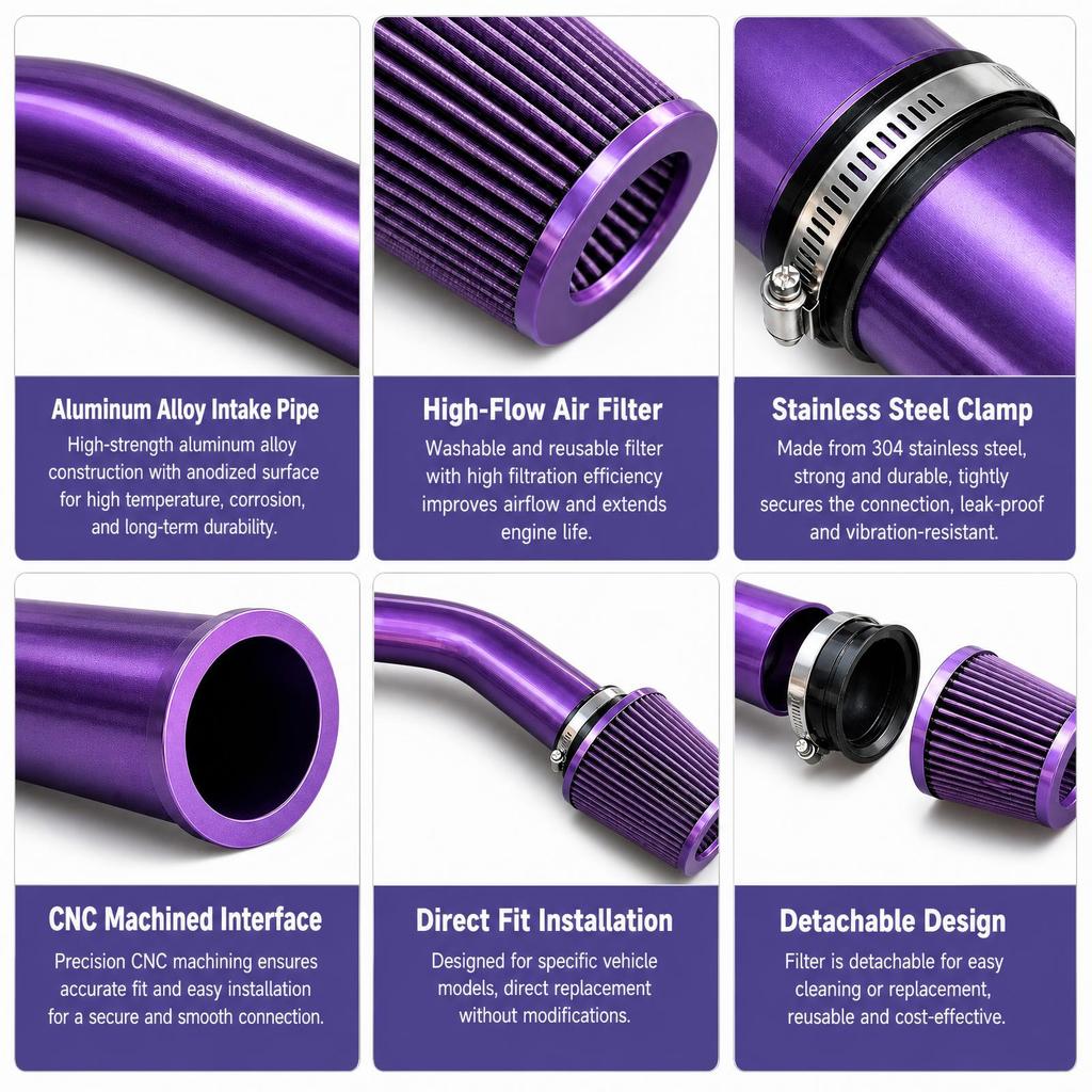 76MM 3 Inch Universal Car Air Filter Vent Filter High Flow Cold Air Intake Filter Engine Protector Replacement Dry Air Filter Auto Accessories Air