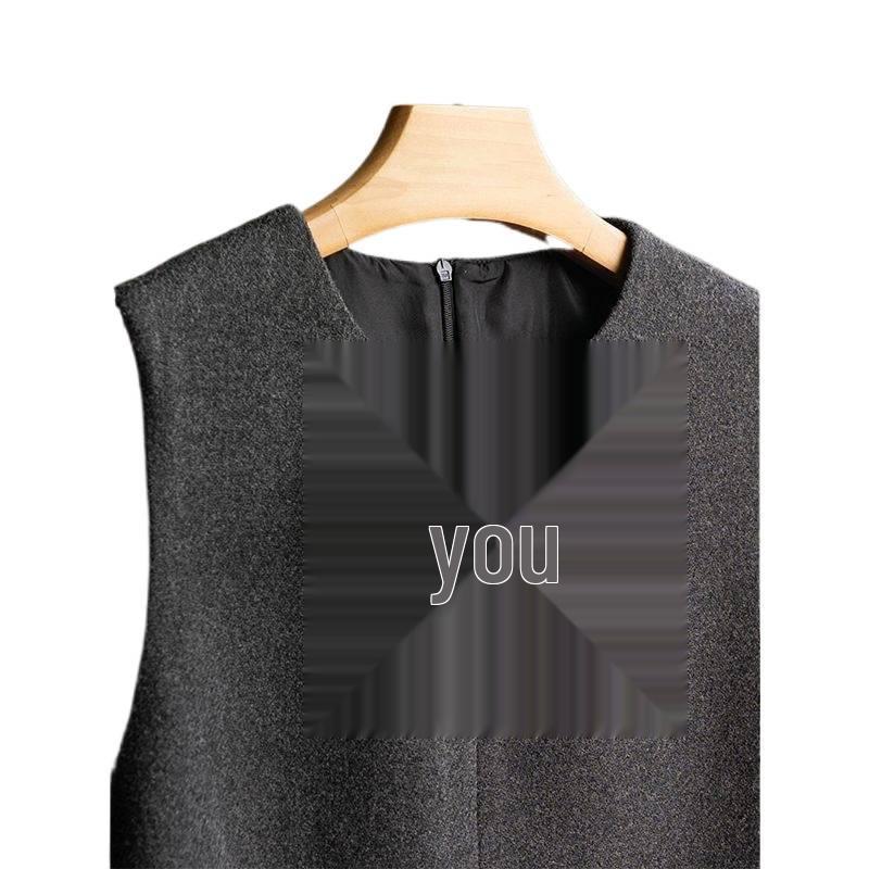 Женское платье большого размера в французском стиле с бантом без рукавов на осень/зиму 2025