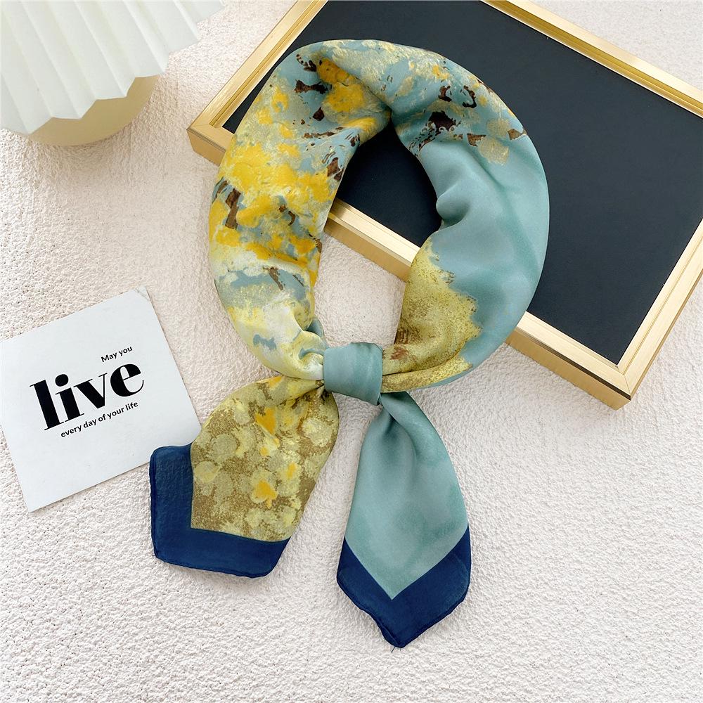 70 Silk Scarf: Small Square for Women - Lightweight Korean Fashion, Perfect for Spring, Summer, Autumn; Stylish for Flight Attendant or Neck Accessory