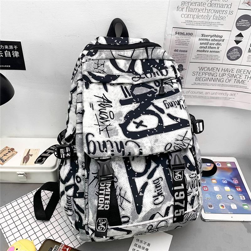 Fashion Shoulders School Bags Nylon Teenagers Backpack Breathable Girls Boy Schoolbag Large Capacity Graffiti Bookbags