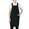 Albe Albe Bib Apron, H-Shaped, Black, Colorfast, Chlorine Resistant, Easy Care, Wrinkle-Resistant, Stretch, with Pockets, Suitable for Restaurants, Ca
