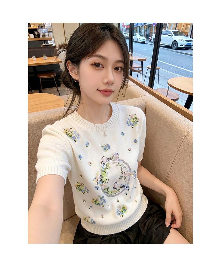 2026 Spring/Summer New Lazy Short Sleeve Knitted Shirt Women's Versatile Daily Casual Top