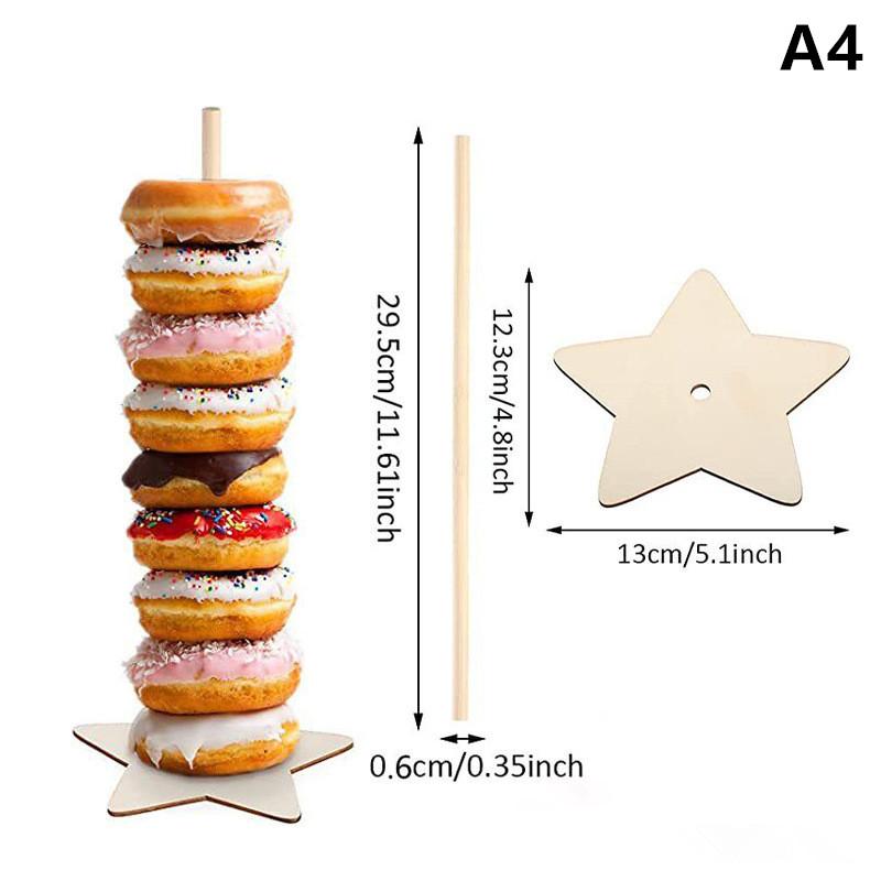 Wooden Doughnut Holder Dessert Display Rack Dim Sum Bread Sales Rack Donut Stand Birthday Party Wedding Table Decoration