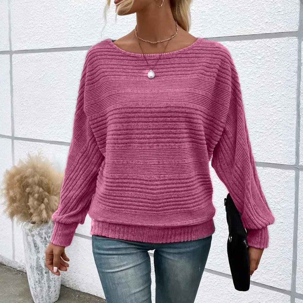 Женская модная однотонная футболка с круглым вырезом и длинными рукавами, повседневный пуловер