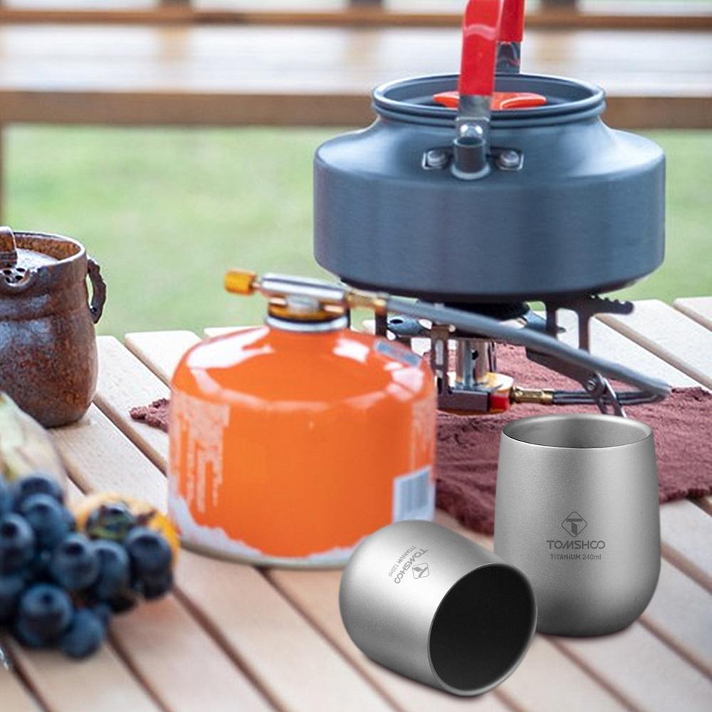 TOMSHOO Изолированная чашка для напитков с двойными стенками, титановая чашка для воды для кемпинга, походов, походов