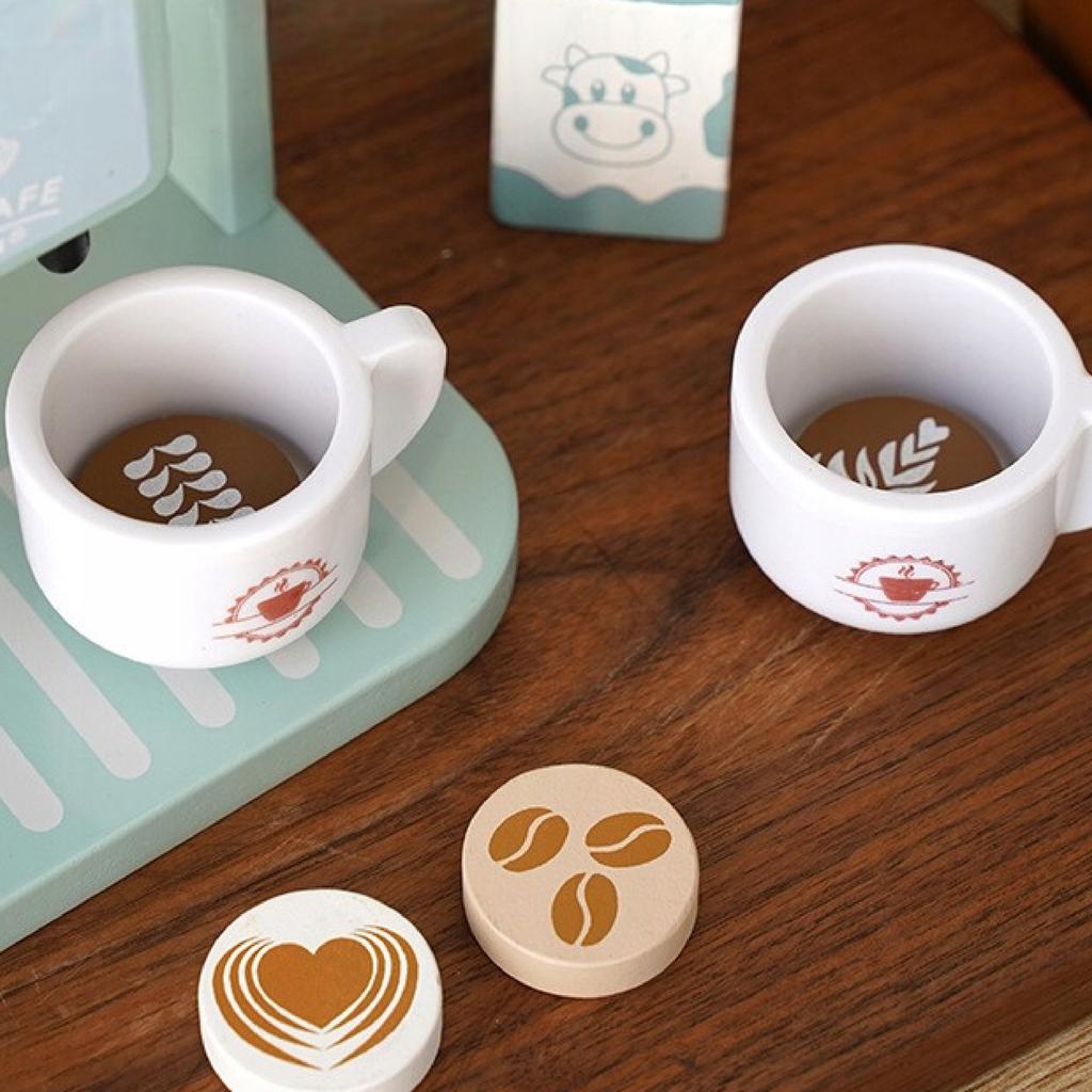 Wooden coffee maker for children with accessories