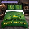 John Deere Customized Name Text Bedding Set, 1 Duvet Cover & 2 Pillowcases Personalized Bedroom Gift