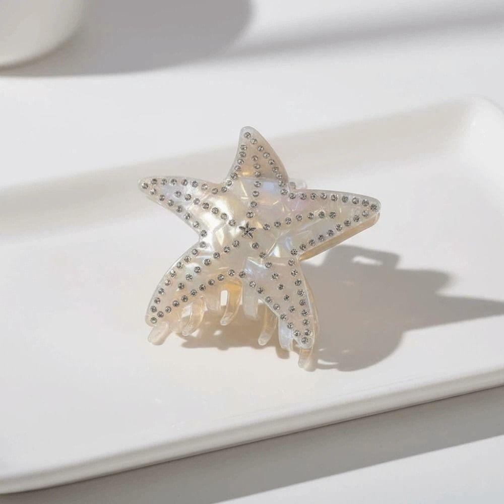 Заколка для волос Морская звезда с инкрустацией стразами Пятиконечная звезда Заколка для волос из ацетата целлюлозы Держатель для хвостика