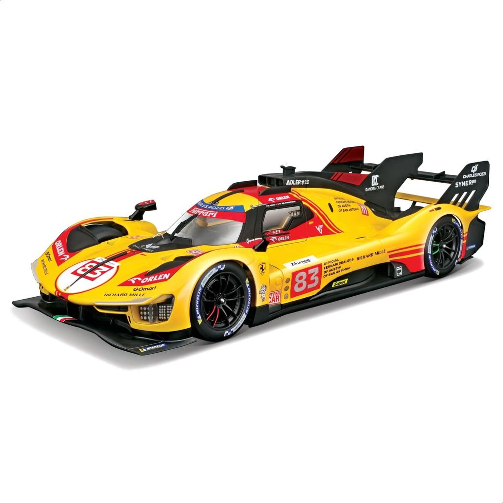 Bburago 2024 Model Scale Ferrari 499P Turbo V6 Team AF Corse 2024 Le Mans 24 Hours Endurance Race Car Race Sports Car Diecast Model Car 1/24 3.0L #83