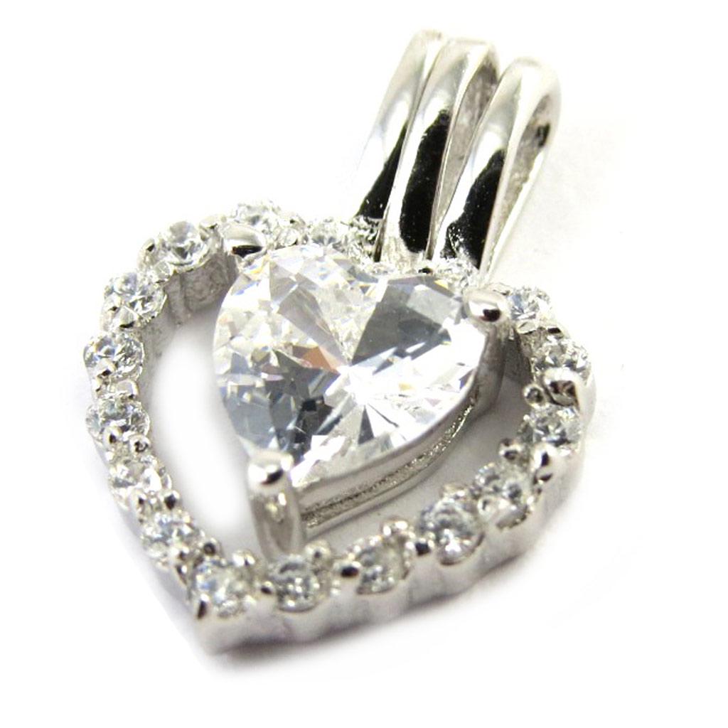 Les Trésors De Lily [M6208] - Серебряный кулон «Precious Love» серебристо-белый (родиевое покрытие) - 15х11 мм