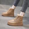 Зимние женские теплые короткие плюшевые хлопковые туфли, модные туфли на платформе со шнуровкой для женщин, повседневные ботильоны, высокие кроссовки