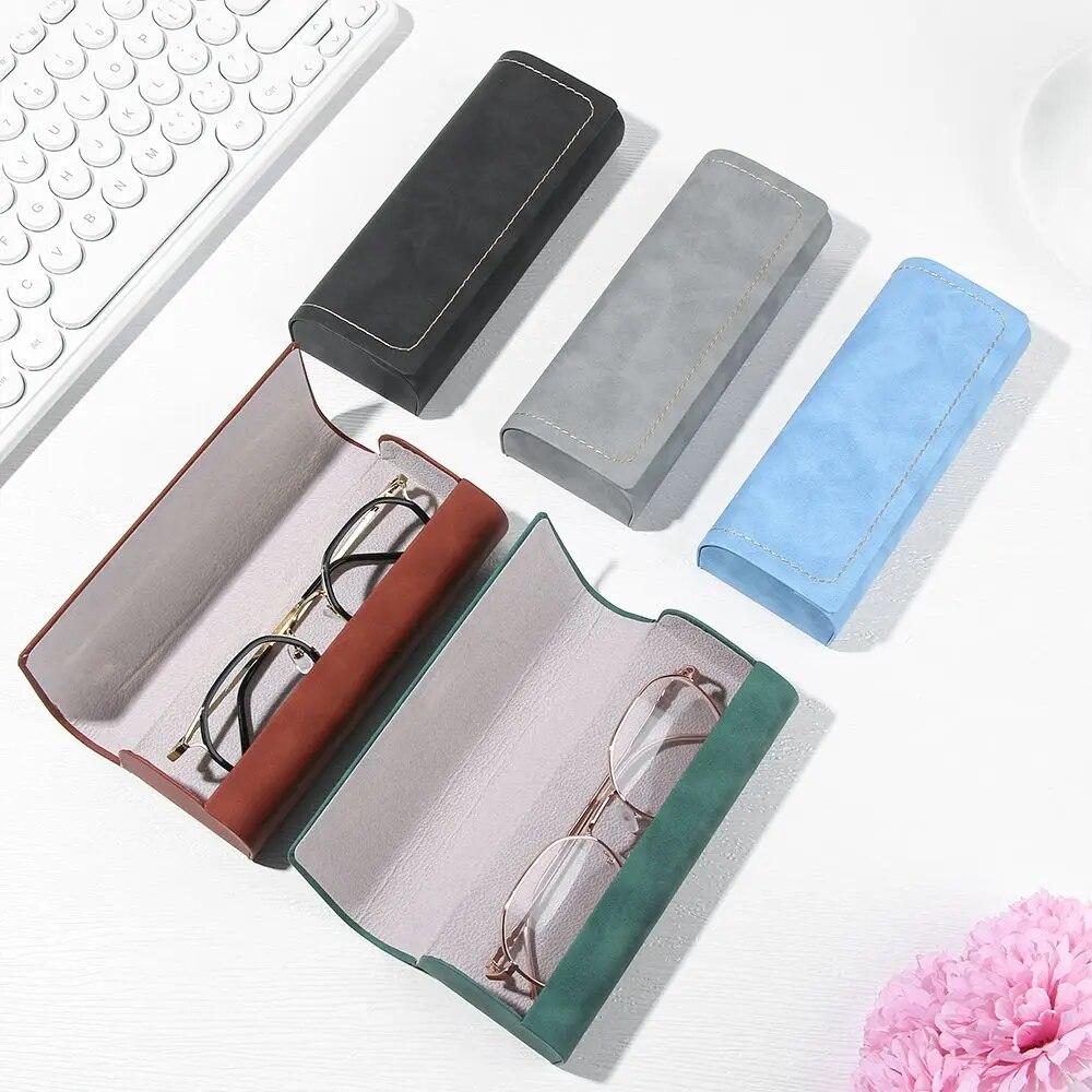 Hot Waterproof Hard Frame Eyeglass Case Leather Glasses Case For Men Women Reading Glasses Box Multicolor Spectacle Cases
