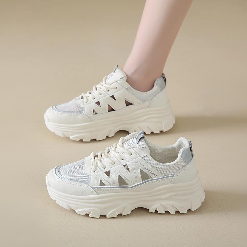 CRLAYDK Летние массивные кроссовки для женщин на платформе с вырезами Fahion White Dad Shoes Mesh Casual Walking Boots Sport Trainers