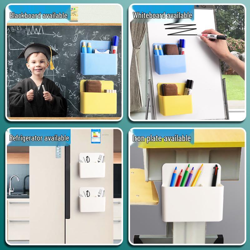 Magnetic Wall-Mount Suction Cup Pen Holder for Whiteboards and Blackboards, Large Capacity, Magnetic Pen Case