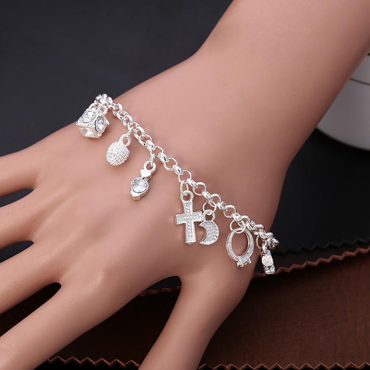 European and American Style 925 Silver Pendant Bracelet: Elegant Multi-Element Jewelry for Women