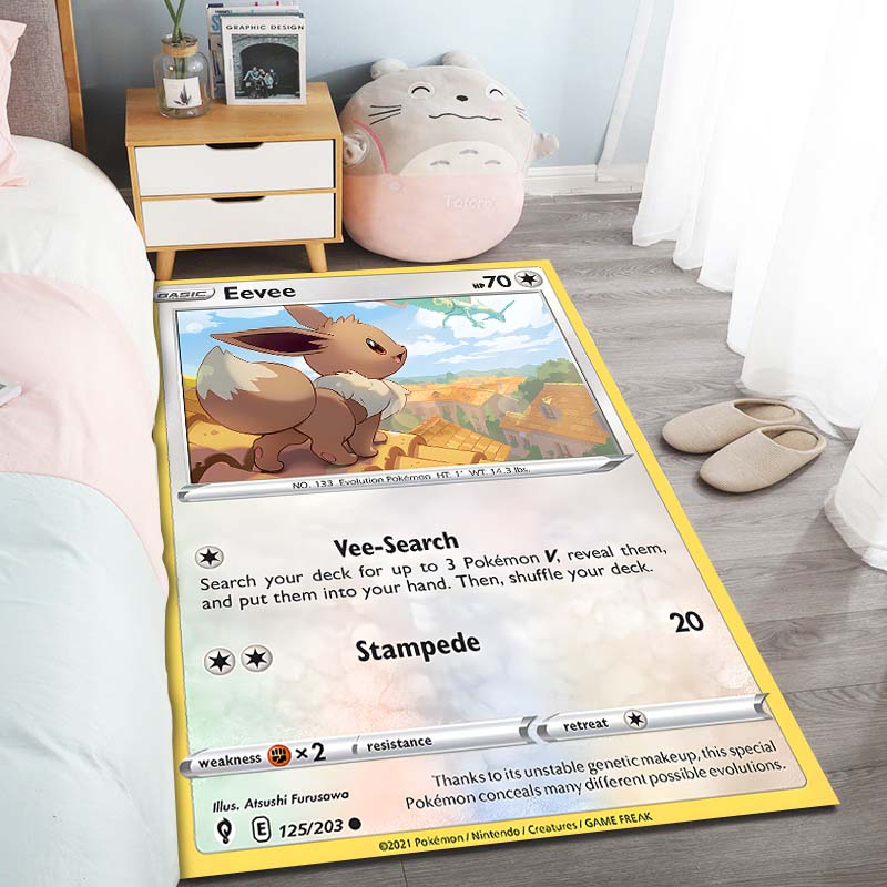 3D P0kemon Eevee Clan Cards Pattern Printed Carpets Living Room Bedroom Sofa Floor Mat Modern Large Area Decorative Rugs Gifts