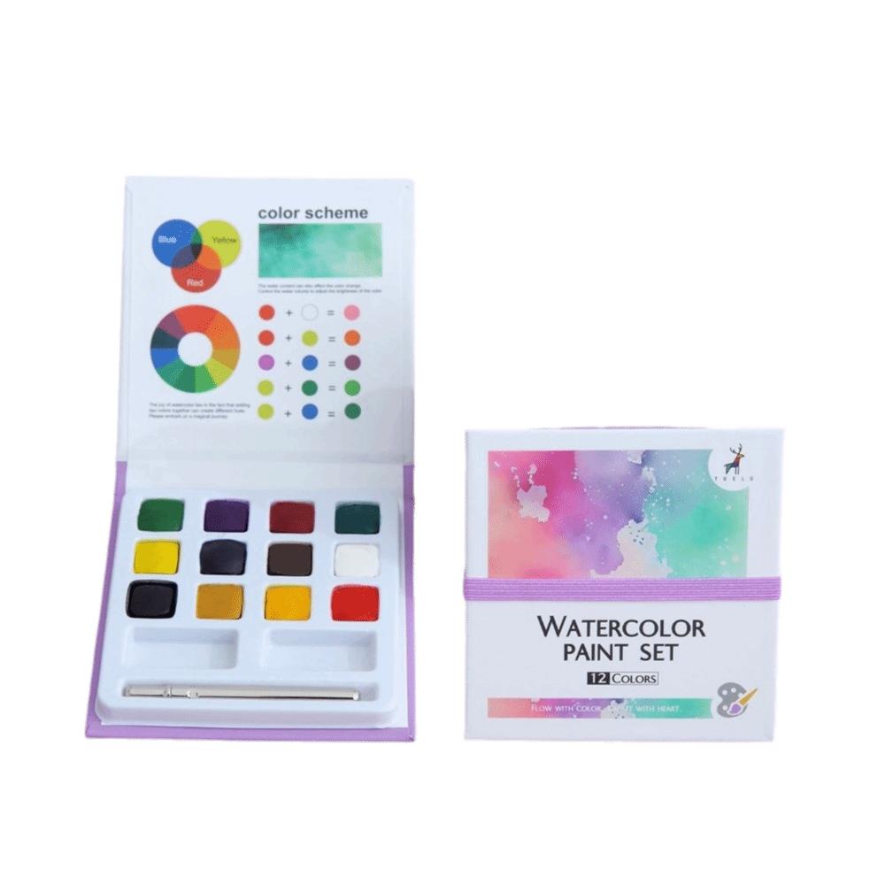 Solid Solid Watercolor Paint Set 12 Colors Watercolor Kit Creative Set Art Paint Set  Student Use