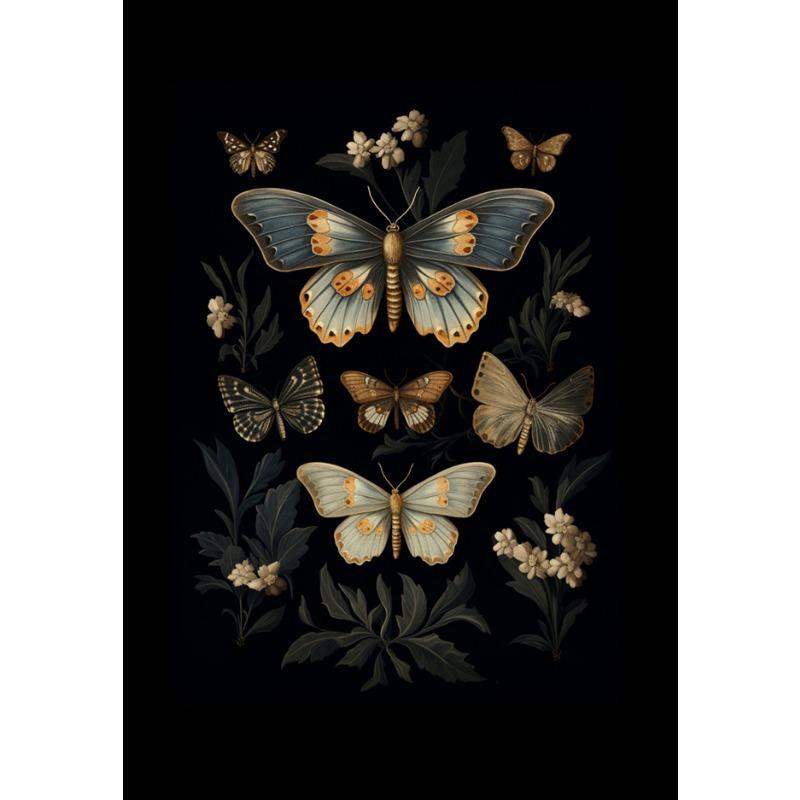 Винтажные постеры в стиле дарк-академия с изображением мотыльков, викторианская готика, иллюстрация насекомых, холст, настенные принты, картина для комнаты, домашний декор