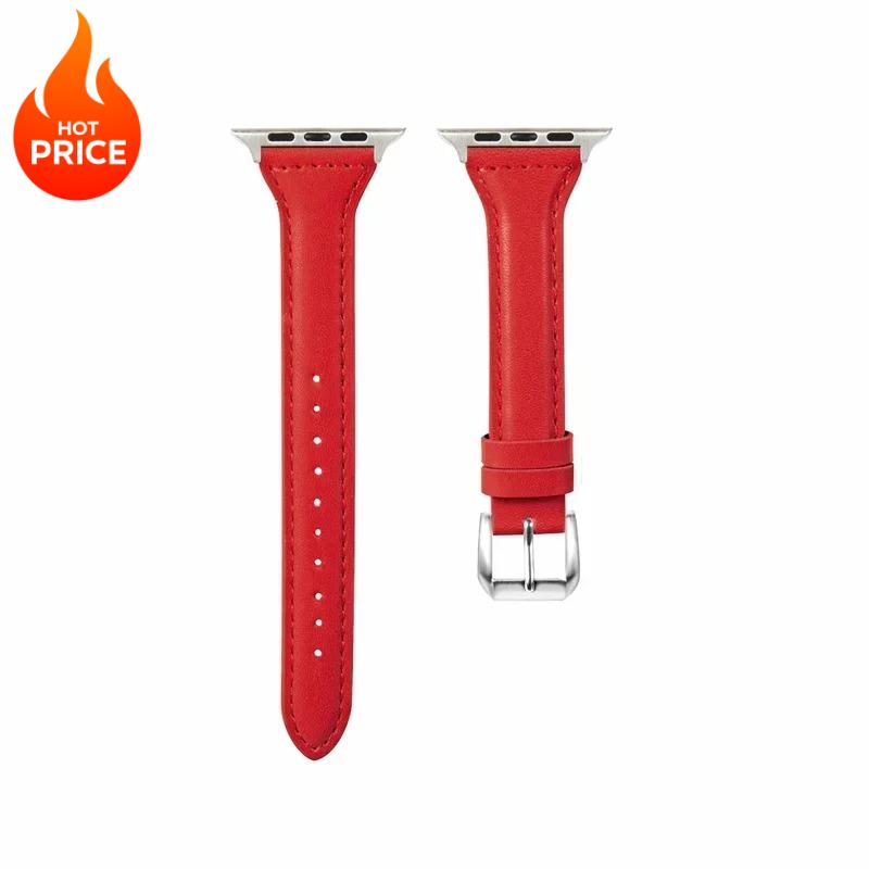 Тонкий кожаный ремешок для Apple Watch Band 44 мм 40 мм 41 мм 45 мм 44 мм Браслет для iwatch Серии 10-11 46 мм 42 мм ремешок Ultra 2-3 49 мм