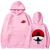 Naruto Hoodie, Unisex Drawstring Hooded Sweatshirt Akatsuki Red Cloud Itachi Anime Front Back Print Casual Long Sleeve Pullover